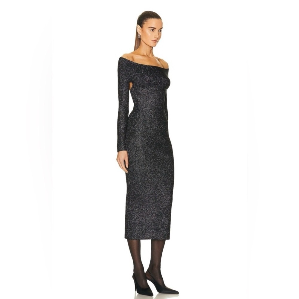 KHAITE Marisole Shimmering Black Long Sleeve Dress Size XS NWT AUTHENTIC - Picture 2 of 5